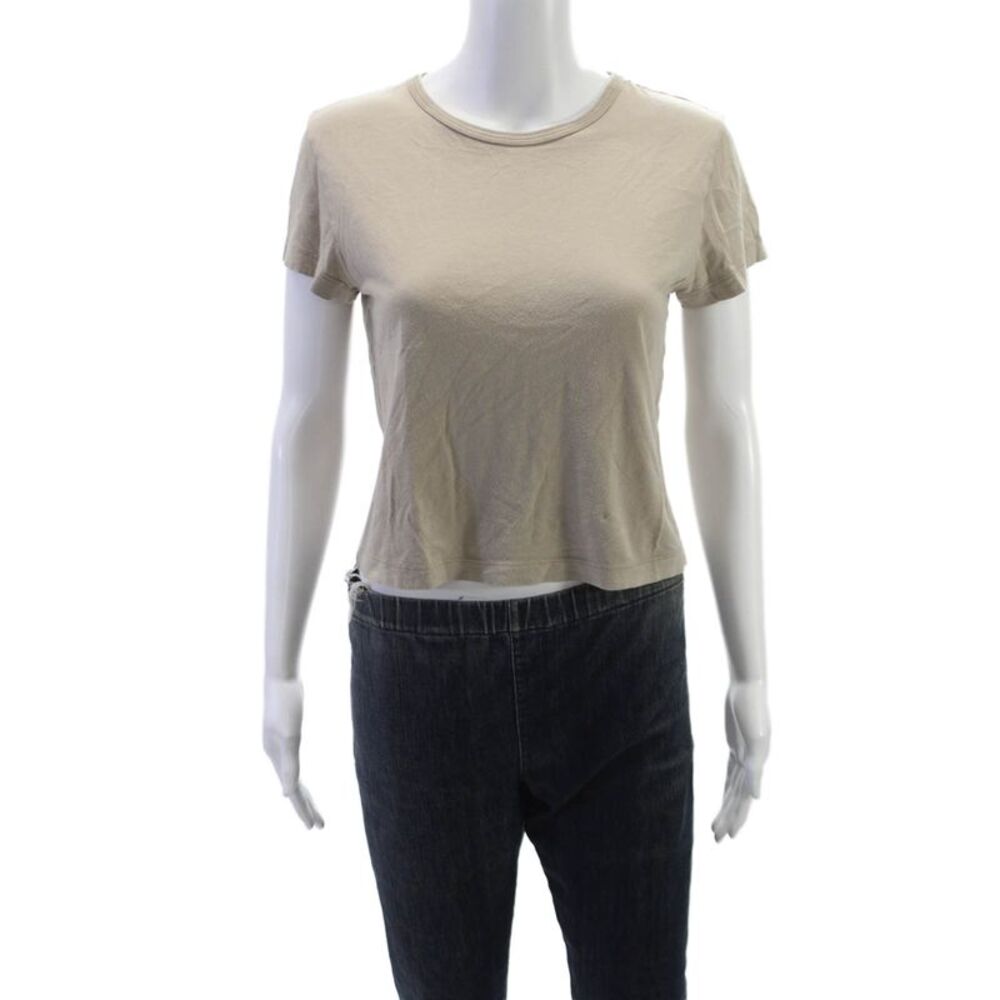 Agolde Womens Beige Basic T Shirt Crew Neck Short Sleeve Supima Cotton Size XS